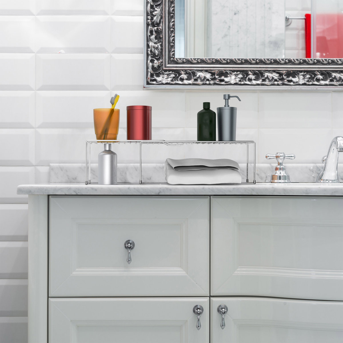 Classic Cuisine Expandable Shelf Kitchen Cabinet Organizer - Adjustable Kitchen Shelf Rack Organization and Storage for Pantry Shelves, Under Sink and Counter Top